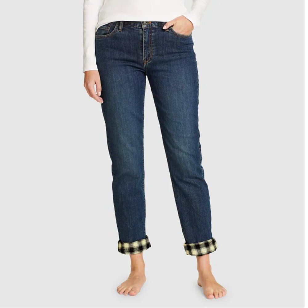 Eddie Bauer Women's Flannel-Lined Boyfriend Jeans. NWOT